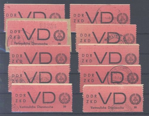 DDR Dienst ZKD 1965, 10 x Michel Nummer 1 gestempelt