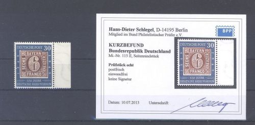 Bund Michel Nr. 115 II, 30 Pfg. 1949 mit Plattenfehler I **, Befund BPP