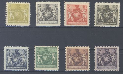 Liechtenstein, Michel Nummer 45-52 B, Freimarken 1921 ungebraucht *
