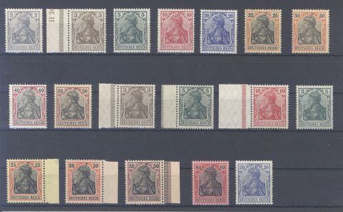 Dt. Reich, */** Posten aus Michel Nummer 83-93 auf Steckkarte
