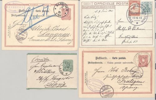 Dt. Reich, 4 verschiedene dekorative Belege als Posten