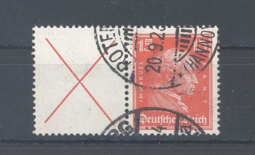 Dt. Reich Zusammendruck Mi.Nr. W 23, 15 Pfg. Kant 1926 gestempelt