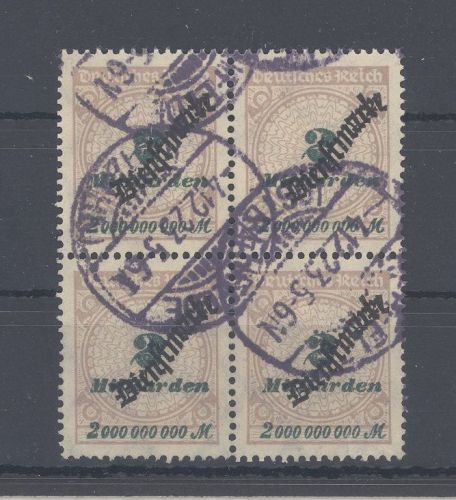 Dt. Reich Dienst, Viererblock Michel Nr. 84, 2 Mrd. gestempelt, geprüft