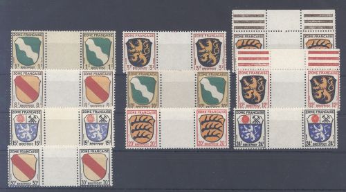 Franz. Zone Allg. Ausgabe Michel Nummer 1-10 ** Zwischenstegpaare