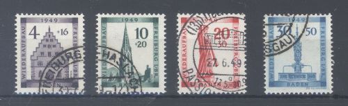 Franz. Zone Baden Michel Nummer 38-41, Freiburg gestempelt, gp. BPP