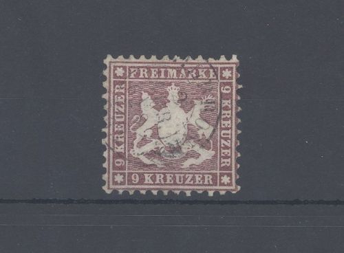 Württemberg Michel Nummer 24, 9 Kreuzer Freimarke 1862 gestempelt