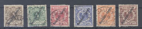 Dt. Kolonien Marshall Inseln Michel Nr. 7-12, Freimarken 1899 gestempelt