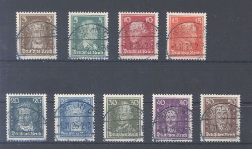 Dt. Reich, 9 Werte aus Berühmte Deutsche 1926 mit Ersttagsstempel
