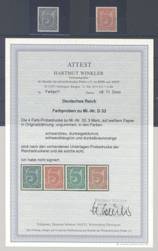 Dt. Reich Dienst, 2 verschiedene ** Farbproben, FA BPP