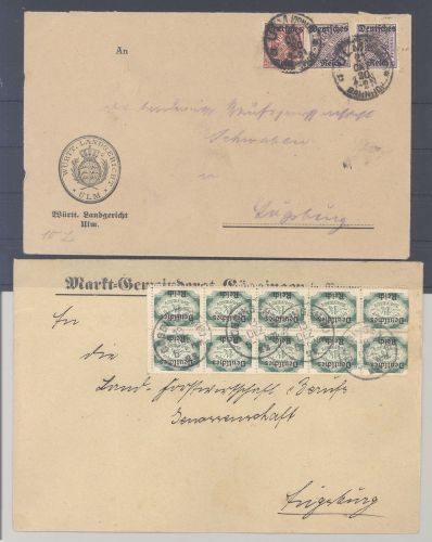 Dt. Reich Dienst, 2 Briefe 1920-22 mit schöner MiF als Posten