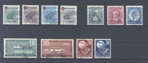 Franz. Zone Rh. Pfalz Michel Nummer 42-52 aus 1949 gestempelt
