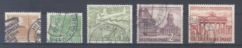 Berlin Michel Nummer 43-59 X aus Bauten 1949 gestempelt, geprüft BPP