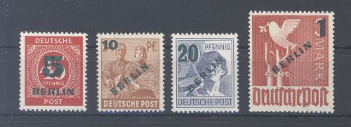 Berlin Michel Nummer 64-67 Grünaufdruck 1949 **