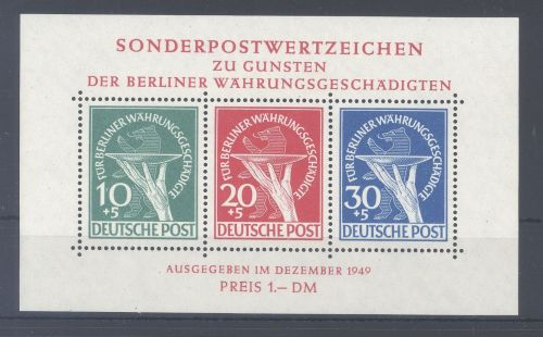 Berlin Block 1 III, Währungsgeschädigte 1949 **, geprüft BPP