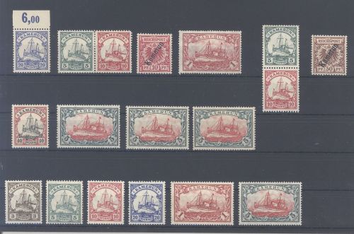 Dt. Kolonien Kamerun, */** Posten mit 4 x 5 Mark und Zusammendrucke