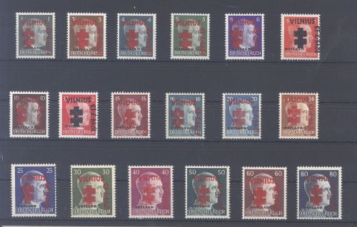 Dt. Bes. 2. WK Ostland, ** Posten mit Überdrucken auf Steckkarte