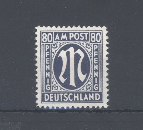 Bizone Michel Nummer 34bC, 80 Pfg. AM Post 1945 **, geprüft BPP