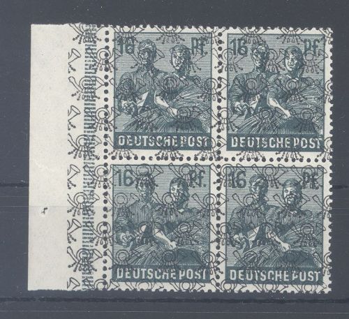 Bizone Michel Nummer 42 IIb, 16 Pfg. Farbe b ** Viererblock, gp. BPP