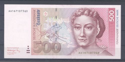 Bund, 500 DM Banknote 1.8.1991 Serie AA-G, Rosenberg 301