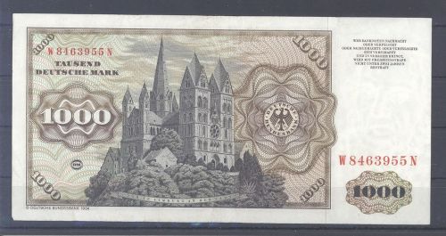 Bund, 1000 DM Banknote Serie 1.6.1977 W-N, Rosenberg 280