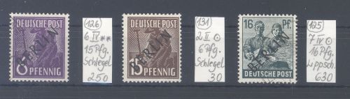 Berlin, 3 **/gestempelte Plattenfehler aus Schwarzaufdruck 1949