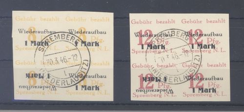 Dt. Lokalpost Spremberg 19-20 B K, kopfstehender Aufdruck gestempelt