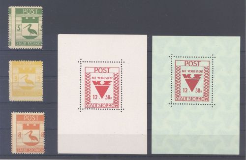 Dt. Lokalpost Storkow, ** Posten mit Verzähnungen und Block 1-2