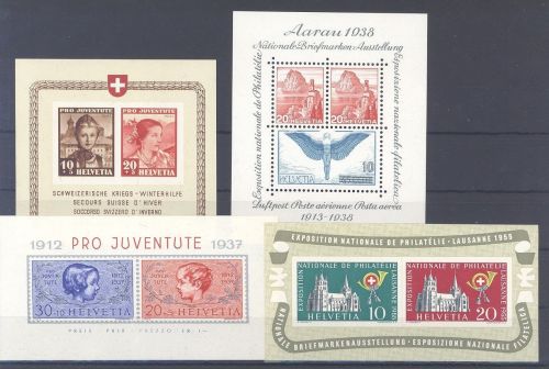 Schweiz Block 3, 4, 6 und 15 ** als Posten