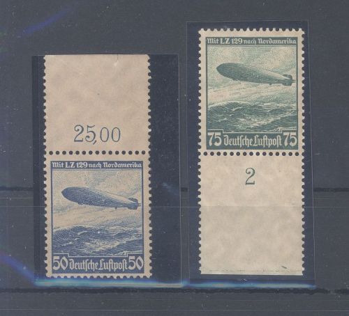 Dt. Reich Michel Nummer 606-07, Zeppelin 1936 ** als Unterrandsatz