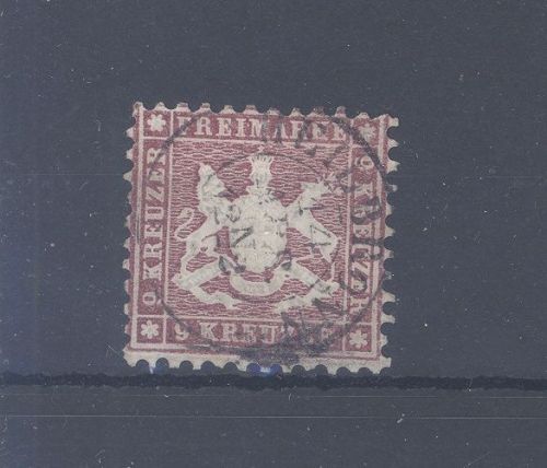 Württemberg Michel Nummer 24, 9 Kreuzer 1862 gestempelt, gp. BPP