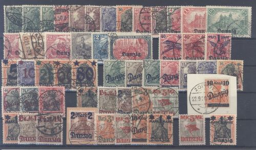 Danzig, gestempelter Posten aus 1920 auf Steckkarte