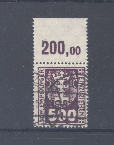 Danzig Porto Michel Nummer P 19 Y, 500 Pfg. 1923 gestempelt, gp. BPP