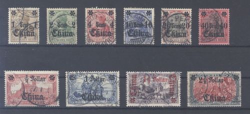 Deutsche Post China Michel Nummer 28-37 Freimarken 1905 gestempelt