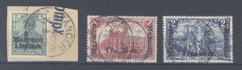 Deutsche Post Marokko Mi.Nr. 8-17 II aus 1903 gestempelt, geprüft BPP