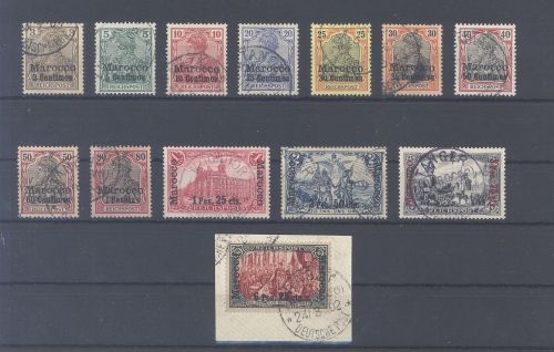 Deutsche Post Marokko Michel 7-19, Freimarken 1900-03 gestempelt