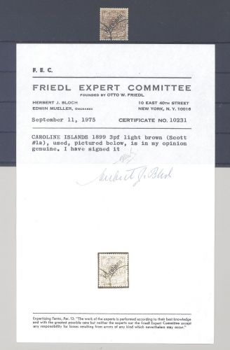 Dt. Kolonien Karolinen Michel Nummer 1 I, 3 Pfg. gestempelt, Befund