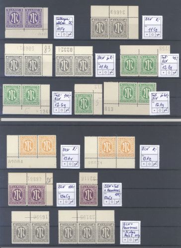 Bizone AM Post, ** Posten mit Bogen- - Teilbogenzählernummern