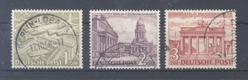 Berlin Michel Nummer 57-59x aus Bauten 1949 gestempelt, signiert