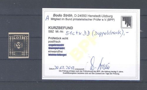 SBZ Michel Nummer 51 ctx DD, 10 Pf. Freimarke 1945 **, Befund Ströh