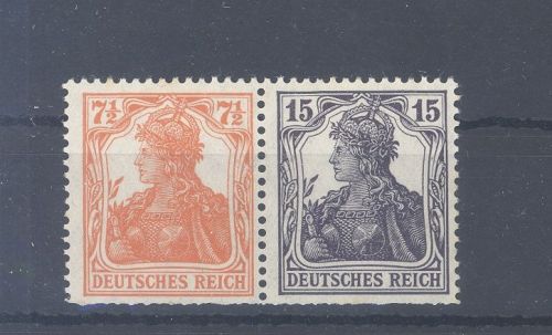 Dt. Reich, Germania Zusammendruck W 11, 7, 1-2 + 15 Pfg. Germania **