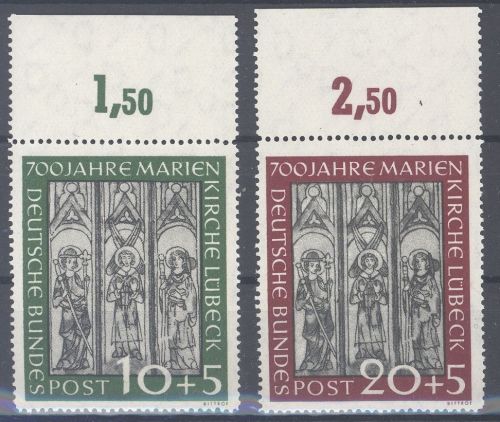Bund Michel Nummer 139-40, Marienkirche 1951 ** vom Oberrand