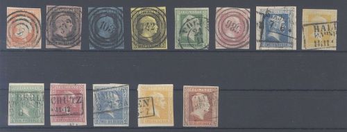 Preußen Michel Nummer 1-13, Freimarken 1850-60 gestempelt