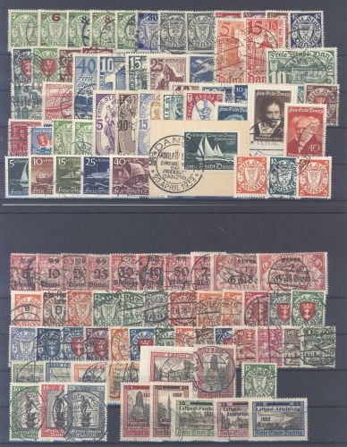 Danzig, */gestempelter Posten aus 1924-39 auf 2 Steckkarten
