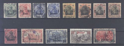 Deutsche Post Türkei Michel Nummer 36-47, Freimarken 1905 gestempelt