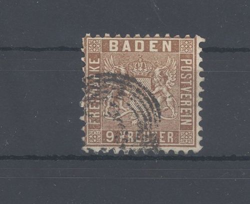 Baden Michel Nummer 15c, 9 Kreuzer 1862 gestempelt, geprüft BPP
