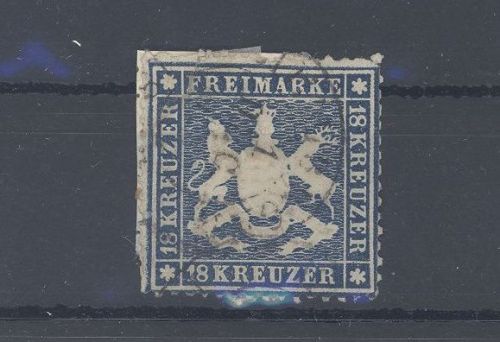 Württemberg Michel Nummer 20y, 18 Kreuzer 1861 gestempelt