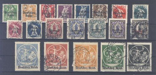 Dt. Reich Michel Nr. 119-38, Freimarken 1920 gestempelt, geprüft Infla