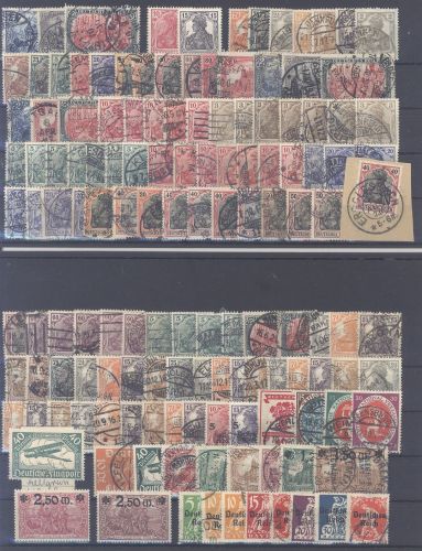 Dt. Reich, gestempelter Posten aus 1875-1922 auf 6 Steckkarten