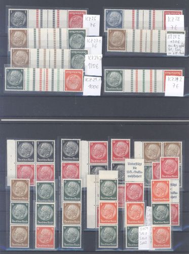 Dt. Reich, ** Posten Zusammendrucke aus Hindenburg 1937-39 **