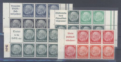 Dt. Reich, 4 verschiedene ** Heftchenblätter aus Hindenburg 1939